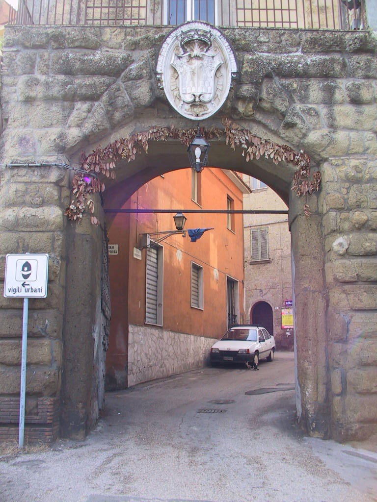 Antica Porta ingresso paese con stemma araldico
